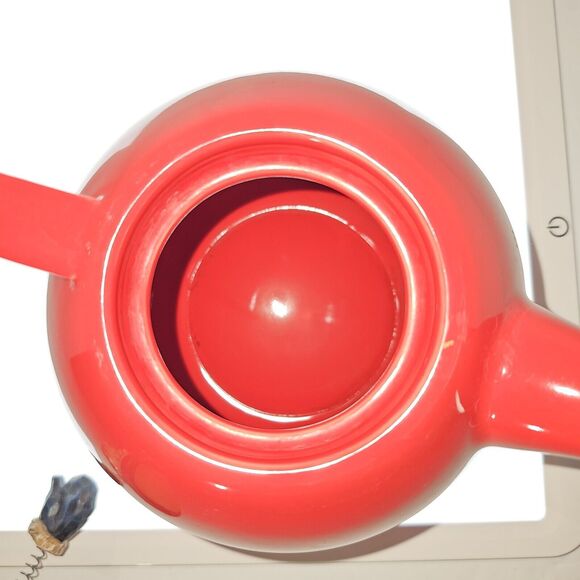 SANTA CLAUS Custom Christmas Teapot Springy Arms Holiday 8.5"x8" Red Ceramic - Picture 9 of 14